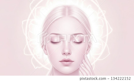 Ethereal White Glow Portrait with Soft Halo Light 134222152