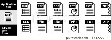 一組黑白文件圖標,例如軟體和文件圖標 一組黑白文件圖標,例如軟體和文件圖標 134222208