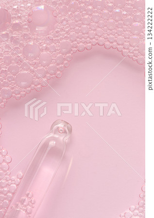 Bubbles of body gel or soap foam or shaving gel. Cosmetic skin care product. Closeup. Copy space 134222222