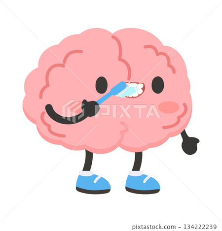 Brain Brushing Teeth Illustration 134222239