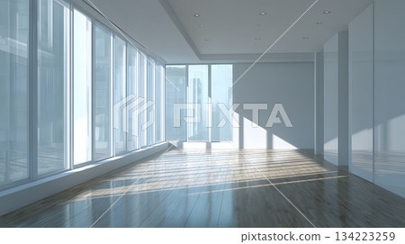 Modern 2026 interior layout emphasizing empty wall space 134223259