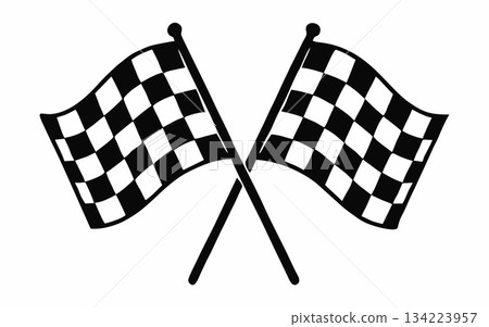 Crossed checkered racing flag icon Crossed checkered racing flag icon 134223957