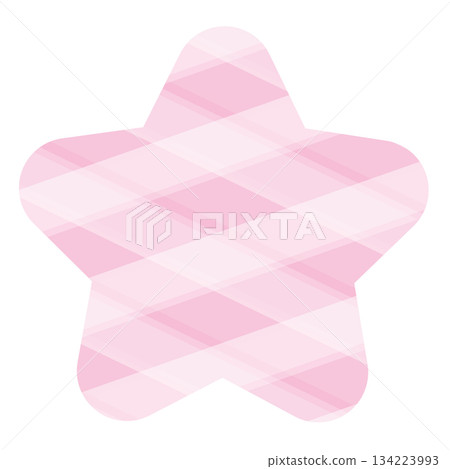 Illustration of pastel pink star with plaid pattern for decoration, icon, postcard, cute patch, shirt print, brooch, pin, tattoo, fabric print, sticker, skies and clouds, girly elements 134223993
