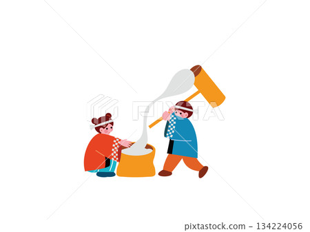 孩子們在搗年糕 134224056