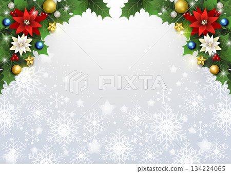 Christmas background, snowflakes and stars, silver, glitter, cute, illustration, horizontal Christmas background, snowflakes and stars, silver, glitter, cute, illustration, horizontal 134224065