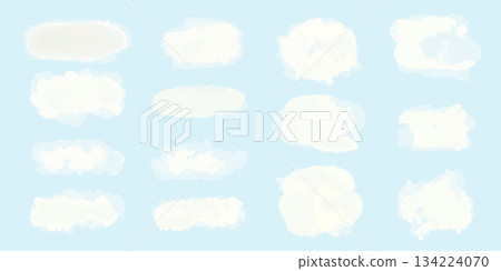 Watercolor cloudy color stains set Watercolor cloudy color stains set 134224070