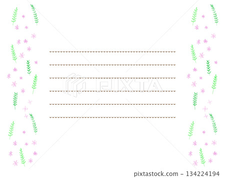 Spring gentle colored colored pencil plant white background frame illustration material 134224194