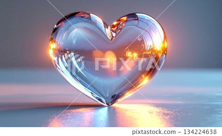 Shiny red heart shape vector illustration design for a romantic Valentine's Day card decoration with light reflecting on the glass water symbol Shiny red heart shape vector illustration design for a romantic Valentine's Day card decoration with light reflecting on the glass water symbol 134224638