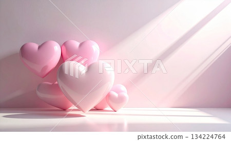 Pink hearts vector illustration pattern, symbolizing love, romance, and Valentine's Day celebration on a white background Pink hearts vector illustration pattern, symbolizing love, romance, and Valentine's Day celebration on a white background 134224764