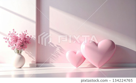 Pink hearts vector illustration pattern, symbolizing love, romance, and Valentine's Day celebration on a white background Pink hearts vector illustration pattern, symbolizing love, romance, and Valentine's Day celebration on a white background 134224765