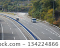 Merging with cars on the highway at a parking area 134224866