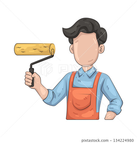 Illustration of painter 134224980