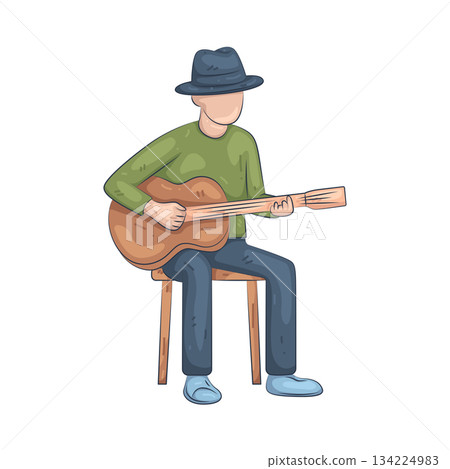 Illustration of guitarist  134224983