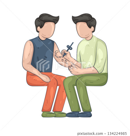 Illustration of tattoo artist  134224985