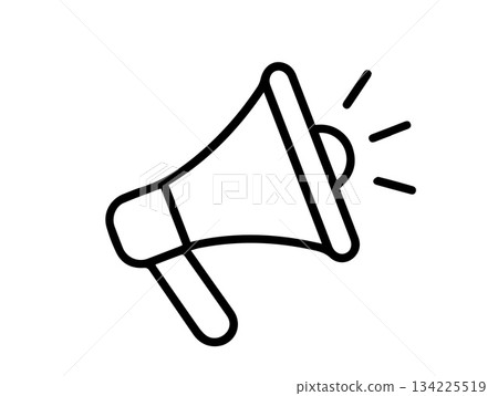Linear megaphone icon logo design with sound waves. Minimal advertising and distribution symbol for marketing, communication, and announcement concepts. Vector illustration. Linear megaphone icon logo design with sound waves. Minimal advertising and distribution symbol for marketing, communication, and announcement concepts. Vector illustration. 134225519