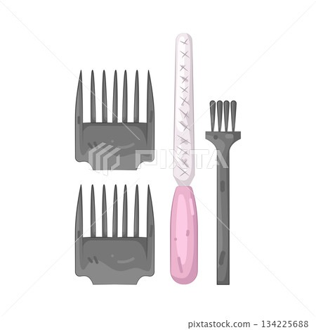 Illustration of pet grooming tools  134225688