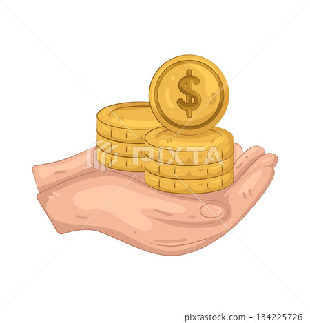 Illustration of giving coin  134225726
