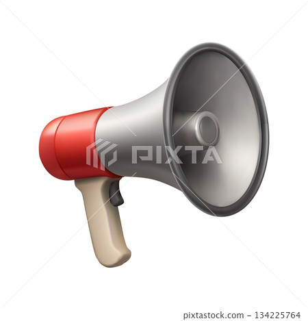 Realistic megaphone illustration with detailed design, ideal for marketing, public announcements, event promotions, and communication-themed projects, emphasizing clarity and impact. Realistic megaphone illustration with detailed design, ideal for marketing, public announcements, event promotions, and communication-themed projects, emphasizing clarity and impact. 134225764