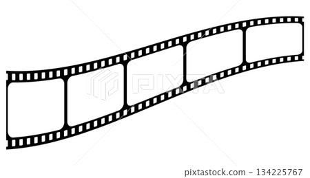 Film strip icon with frames representing videography, cinema, and photography elements, vector illustration perfect for media production, movie design, and creative studio projects. 134225767