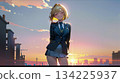 Sunset city and blonde high school girl 134225937