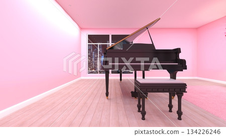 Living room with grand piano Living room with grand piano 134226246