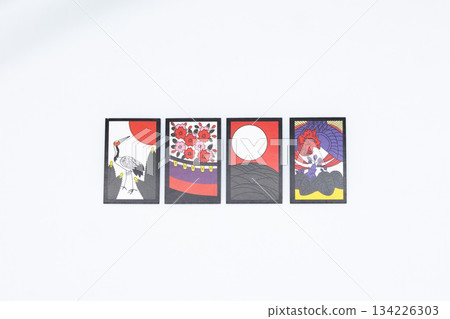 Hanafuda hand "Shiko" arranged on a white background 134226303