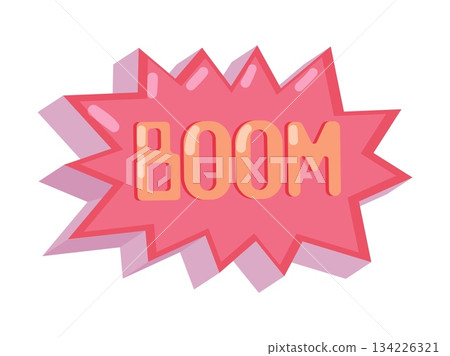 BOOM text in comic explosion bubble illustration 134226321