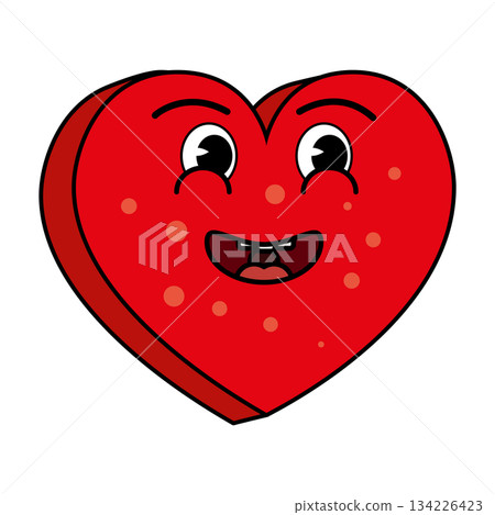 Groovy retro Valentines day heart character Groovy retro Valentines day heart character 134226423