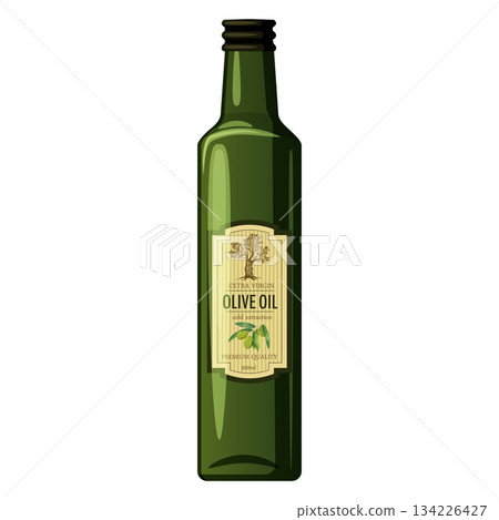 Glass bottle oil olive illustration Glass bottle oil olive illustration 134226427
