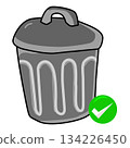 Trash Can with Green Check Mark Graphic 134226450