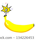 Cartoon Banana with Fuse Firework sticking out of the top. Illustration. 134226453