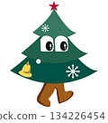 Cartoon Christmas Tree  Character walking Illustration 134226454