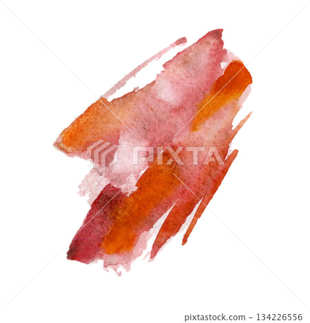 Bold scarlet and crimson brush-like streaks with layered saturation and rough paper texture. Isolated hand drawn watercolor illustration. Dynamic artwork, packaging, or abstract fashion prints. 134226556