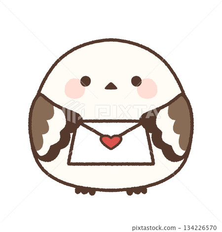 A long-tailed tit handing over a love letter 134226570