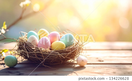 Easter-themed backgrounds are perfect for promotional backgrounds. 134226628