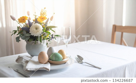 Easter-themed backgrounds are perfect for promotional backgrounds. 134226687