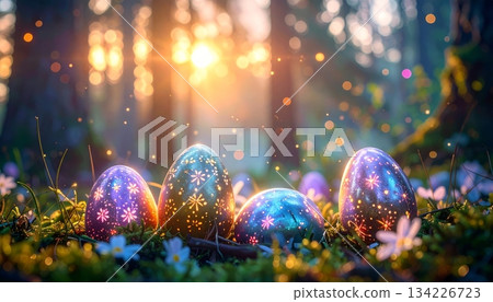 Easter-themed backgrounds are perfect for promotional backgrounds. 134226723