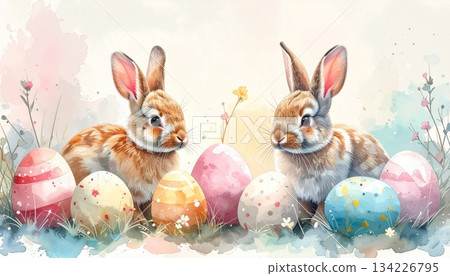 Easter-themed backgrounds are perfect for promotional backgrounds. 134226795