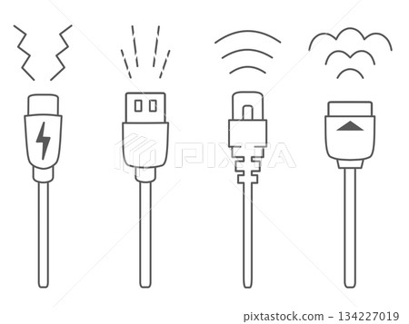 USB Type-C、USB Type-A、LAN 線材和 HDMI 連接線（白色）示意圖 134227019