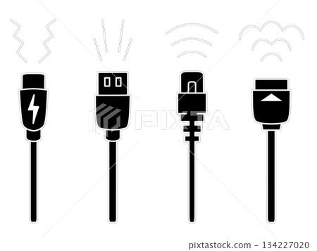 USB Type-C、USB Type-A、LAN 線材和 HDMI 連接線(黑色)示意圖 USB Type-C、USB Type-A、LAN 線材和 HDMI 連接線(黑色)示意圖 134227020