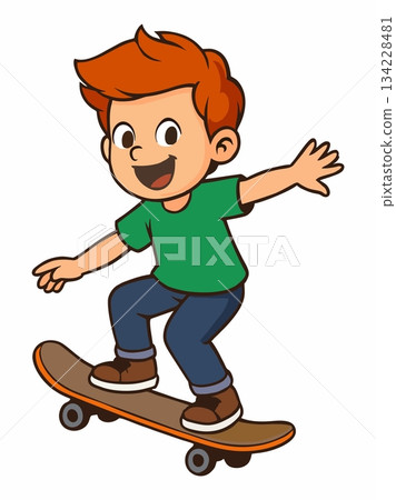 illustration of a boy playing skateboard 134228481