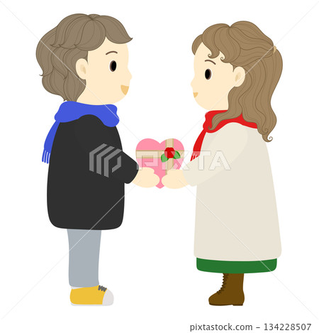 情人節_女子送禮物給男子 134228507