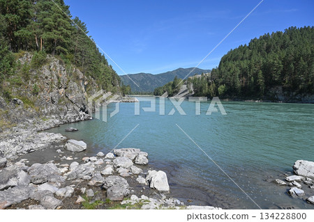 Katun River meanders among the Altai Mountains, Russia Katun River meanders among the Altai Mountains, Russia 134228800