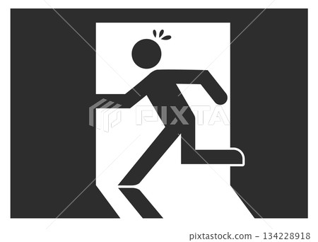 Simple emergency exit icon, impatience, sweat, illustration material, black Simple emergency exit icon, impatience, sweat, illustration material, black 134228918