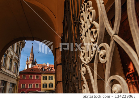 View of Sibiu Old Town through Archway 134229065