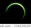 Green magic ring with glowing. Neon realistic energy flare halo ring. Abstract light effect on a black background. Vector illustration. 134229120