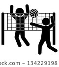 人們打排球的剪影插圖 134229198