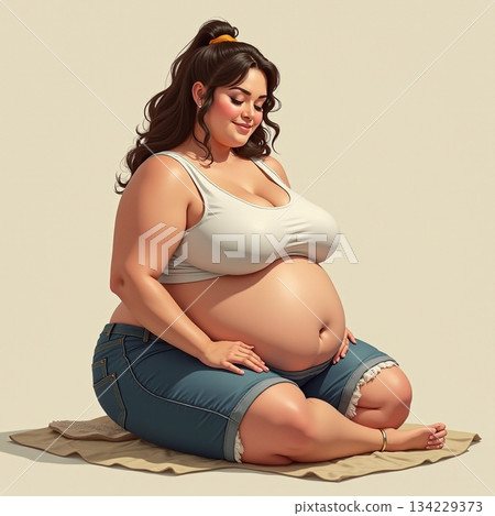 AI generated Happy expecting mother, Woman expecting baby seated calmly and confidently 134229373