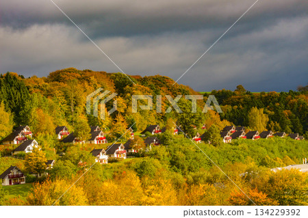 Great view on park in autumn season, yellow, red,green foliage. Beauty of wild nature theme Kircheim, Hesse, Germany Great view on park in autumn season, yellow, red,green foliage. Beauty of wild nature theme Kircheim, Hesse, Germany 134229392