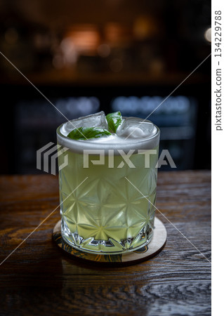 Refreshing green basil cocktail Refreshing green basil cocktail 134229788